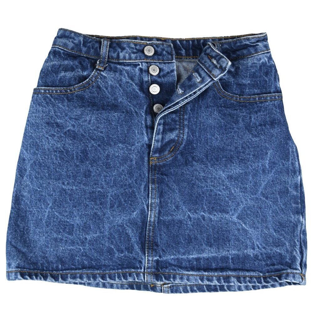 J. Galt 90's Y2K Vibe Mini Skirt Medium Blue Button fly Sz S (26-27)
